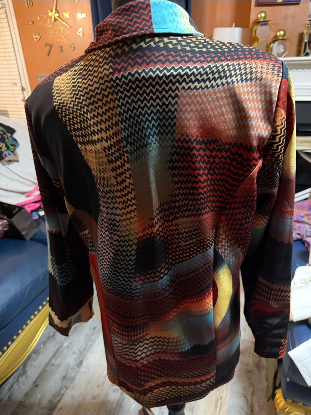 Women’s Multicolor Patterned Blazer Jacket - Picture 8 of 14